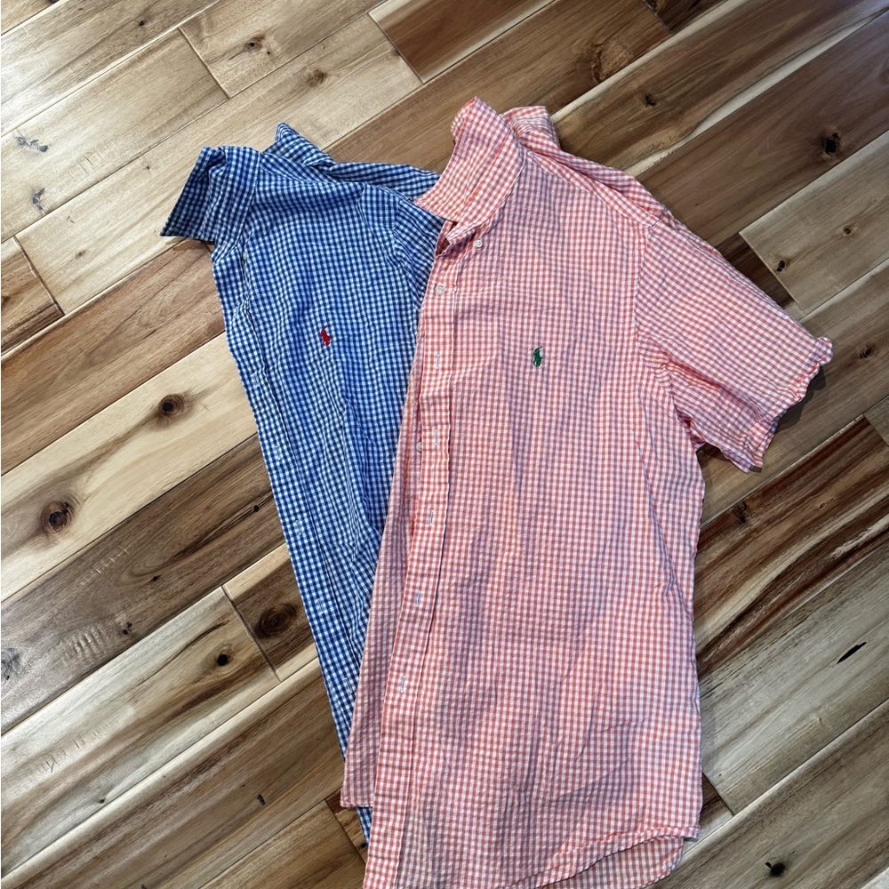 Polo by Ralph Lauren Gingham Short-Sleeve Shirt Pair - Blue & Pink